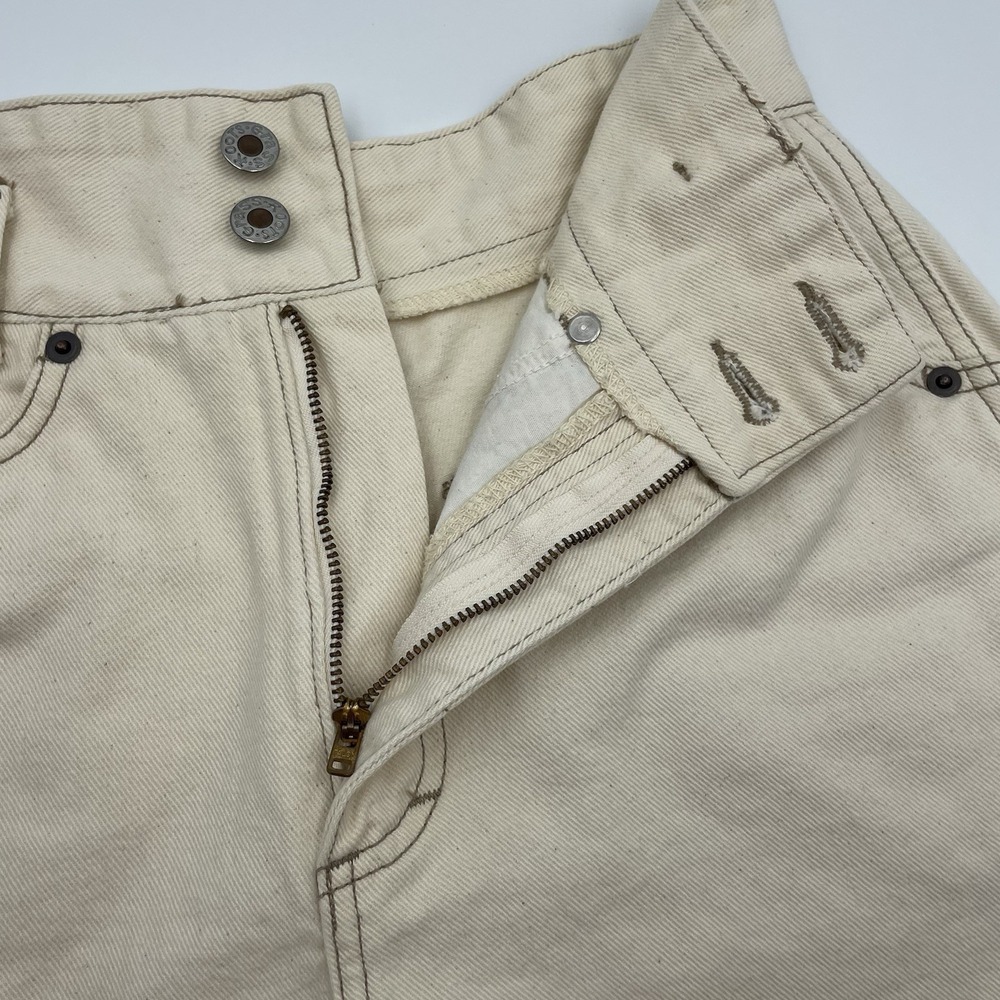 GRASS ROOTS Women Ivory Denim Shorts Sz 5/6 100% Cotton High Rise Roll Hem USA - Picture 11 of 16